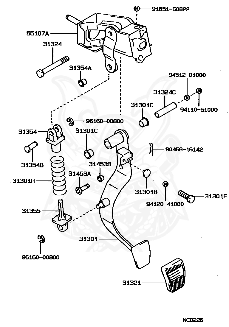 Toyota - Pin, w/ Hole (for Clutch Pedal Spring Seat Upper)